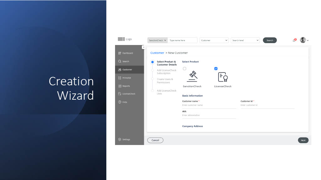Customer Creation Wizard